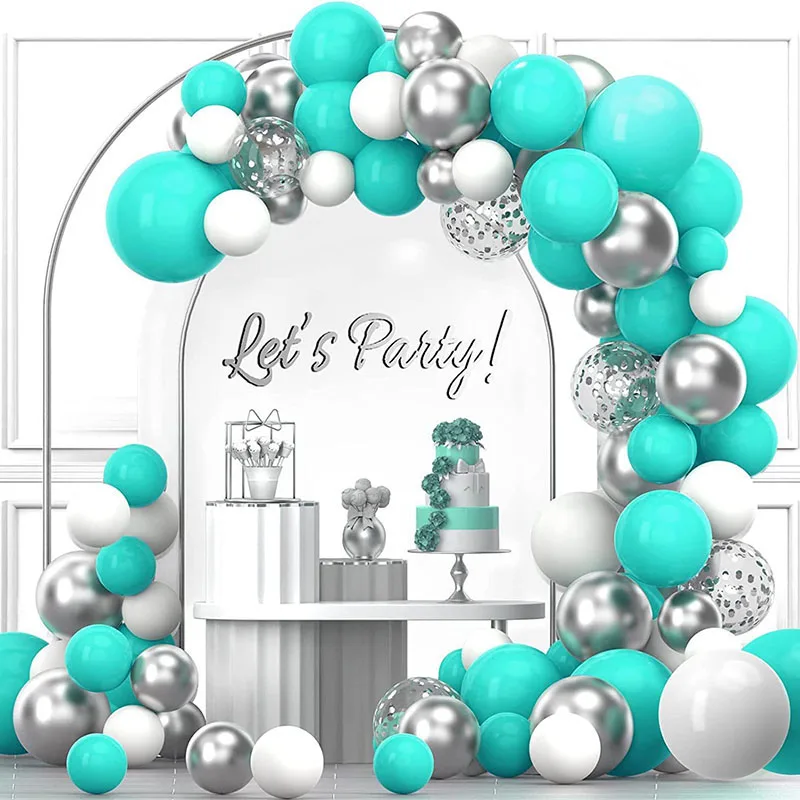 2 Sets Blue White Silver Latex Balloon Garland Arch Set For Wedding Birthday Party Balloon Decoration