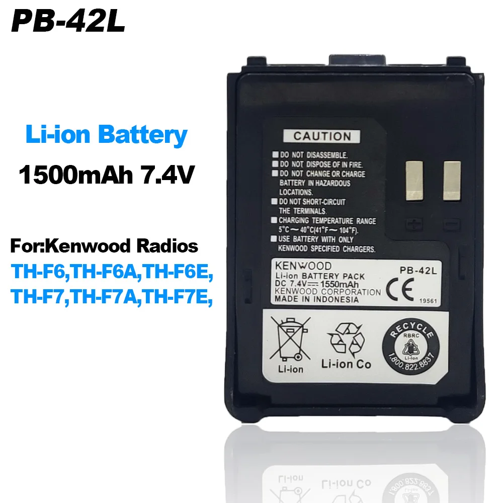 PB-42L Walkie Talkie Battery 1550mAh For KENWOOD TH-F6 TH-F6A TH-F6E TH-F7 TH-F7A TH-F7E Two Way Radio Replacement Li-ionBattery