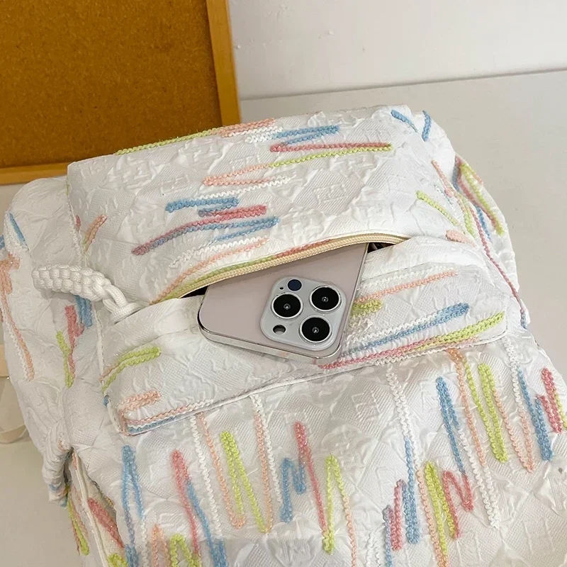 Sac à dos en toile de grande capacité pour étudiants, sac d'école doux, sac à dos mignon avec fermeture éclair, haute qualité, mode américains, nouveau, 2024