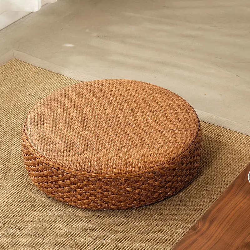 Hand Woven Rattan Cushion Mobile Seat Teahouse Low Stool Pier Modern Living Room Furniture Kitchen Stool Chair Sofa Footrest