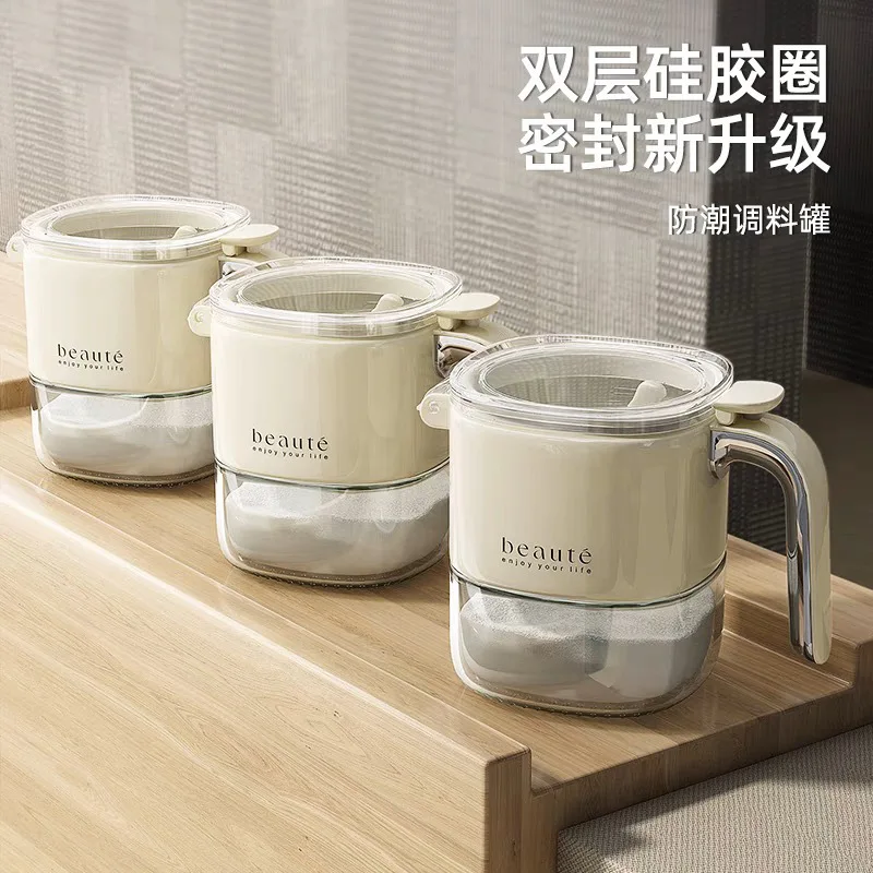 

Двухслойная герметичная банка для приправ, влагостойкая стеклянная бутылка для приправ с ложкой, кухонная соль и принадлежности для приправ