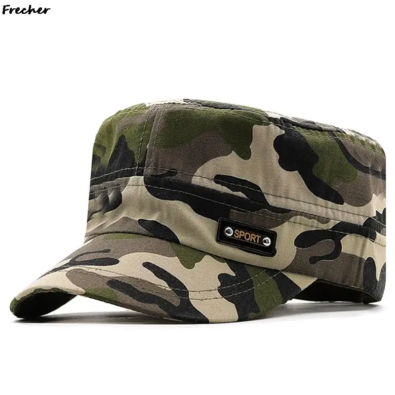 Camouflage Trendy Trucker Cap Men Camouflage Flat Caps Fishing Hunting Jungle Hat Outdoor Breathable Cotton Snapback Hats Gorras