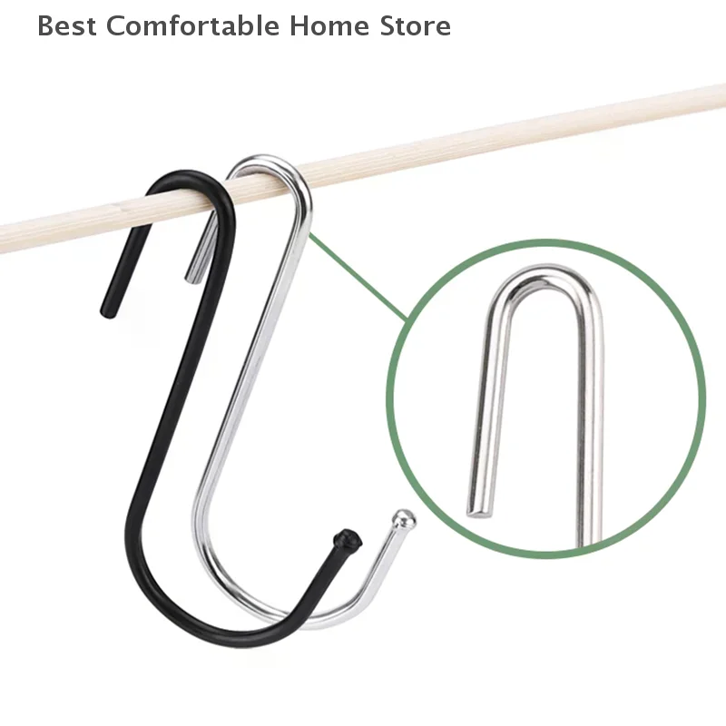 10PCS Multifunctional S-Hooks Stainless Steel Kitchen Bathroom Hanging Rack For Plants Bags Towels Storage Space Saver