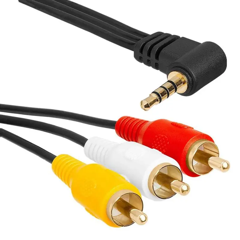 Pozłacane 90 stopni zgięcie 3.5mm do kabel RCA kabla Audio i wideo 3.5mm 1/8 \