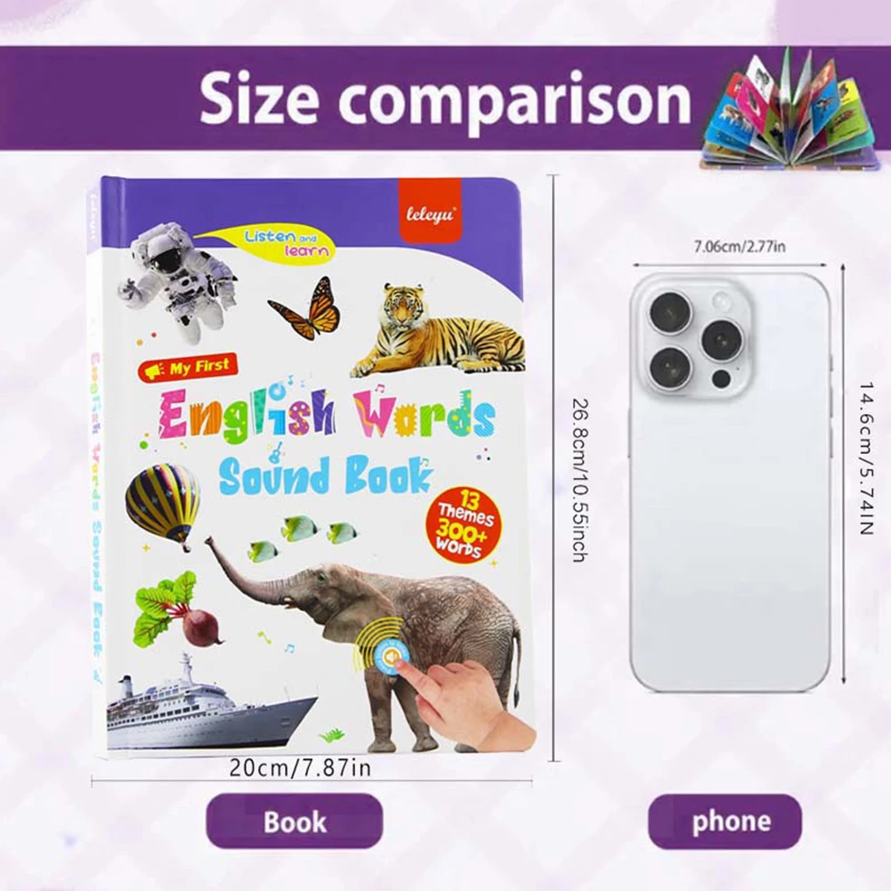 أول كتاب صوتي للكلمات الإنجليزية للأطفال/لعبة صوتية تفاعلية للأطفال الصغار، كتاب ناطق لتعلم اللغة الإنجليزية، لعبة كلمات ممتعة للغة