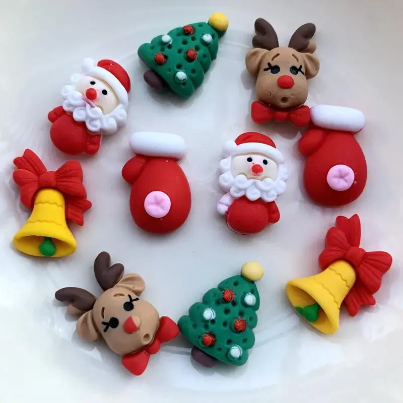 Mixed loading 20pcs resin Coloured drawing cute christmas series Flat back stone Scrapbook DIY Christmas ornaments craft