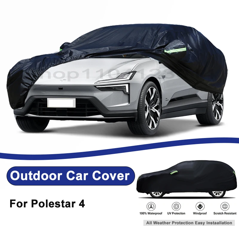 

Outdoor Full Car Cover For Polestar 4 with Reflective Strips Waterproof Snowproof Dustproof UV Protection Auto Accessory