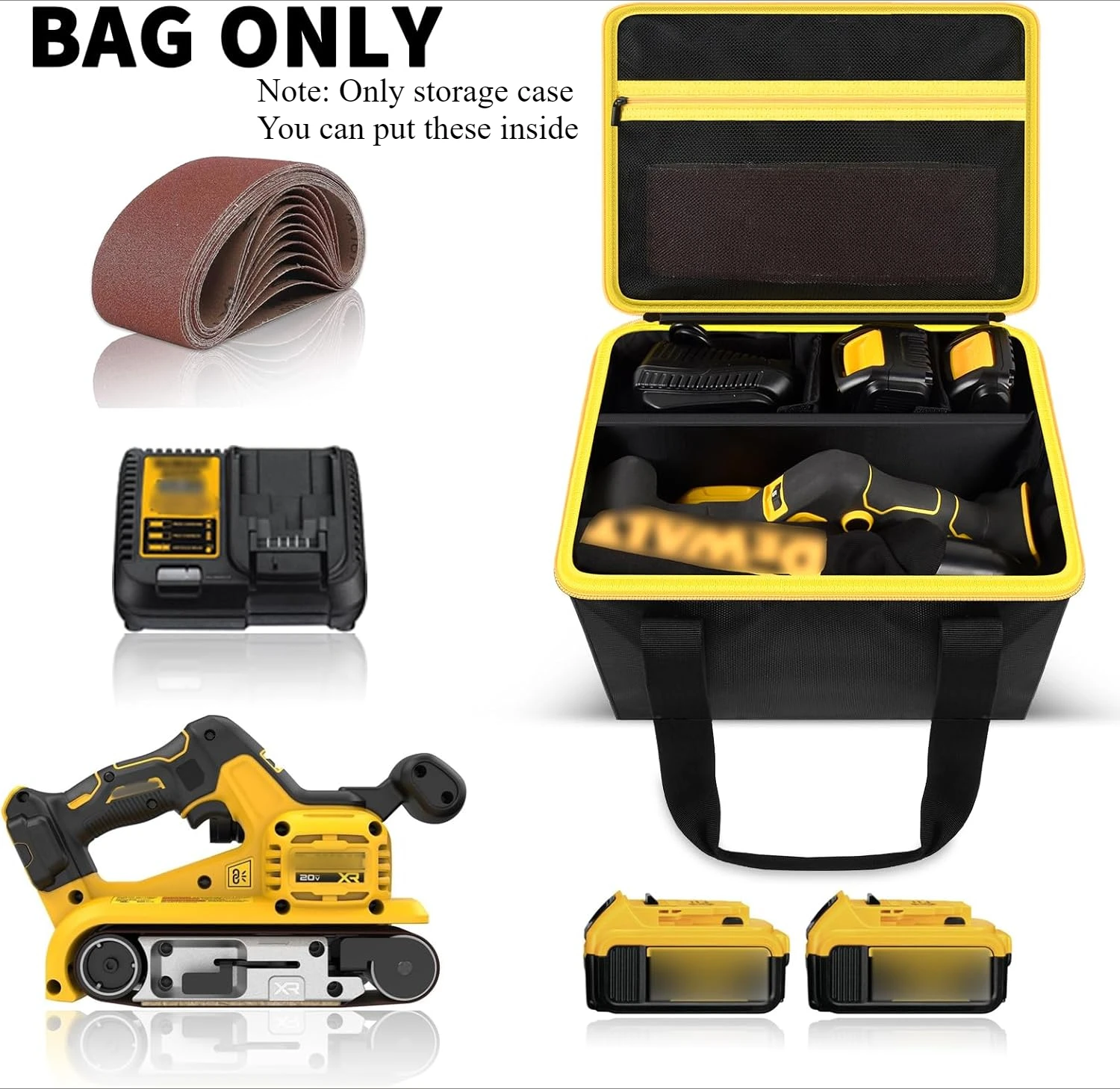 (SOLO CASO)Borsa compatibile con levigatrice a nastro DEWALT 20V MAX* (DCW220B), anche per Skil 7510-01 120 Volt/per WEN 6321 con filo da 7 A,