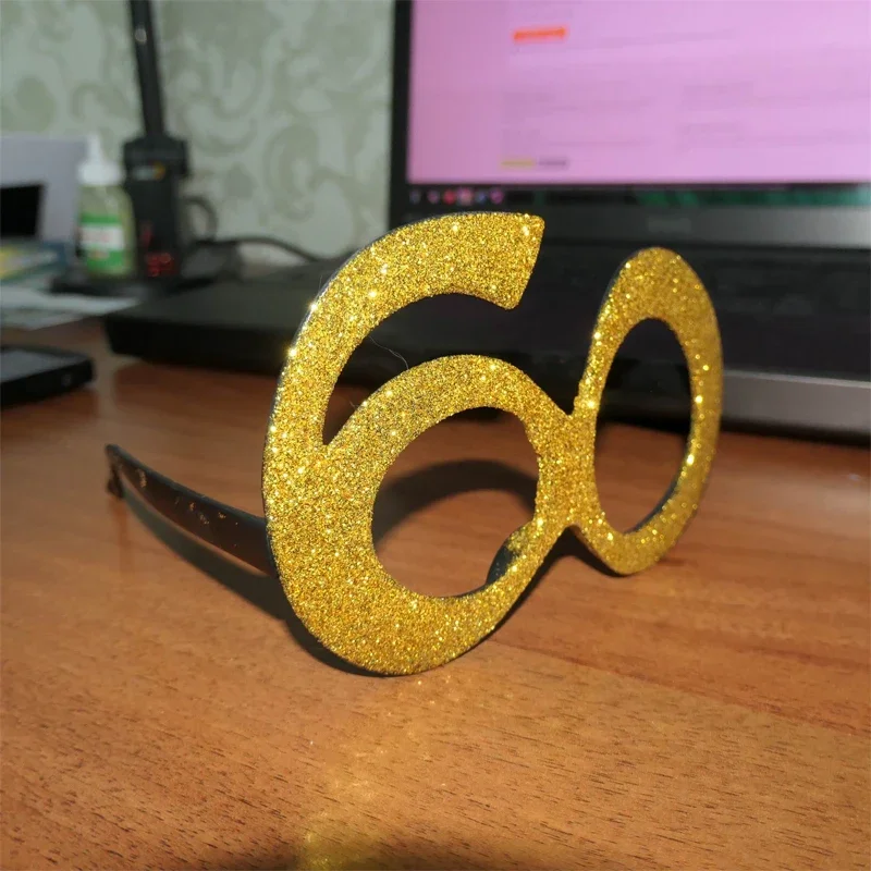 1Pcs Gold 30 40 50 60 Year Old Plastic Eyeglass Frame Adult Happy Birthday Anniversary Party Ball Decoration Supplies