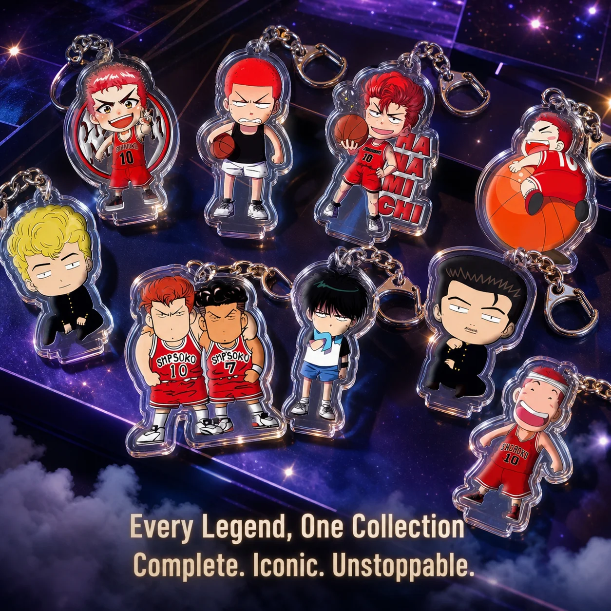 Set de 9 llaveros de Banana Fish, Bleach y Slam Dunk, colgantes de merchandising de anime y videojuegos, diseño de regalo de anime japonés, en stock transfronterizo