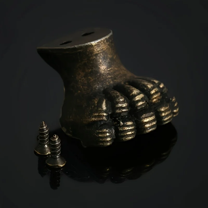 4pcs Antique Foot Brass Jewelry Bracket Cabinet Protector For Furniture Hardware Wood Box Decorative Feet Leg Corner Hardware image 4