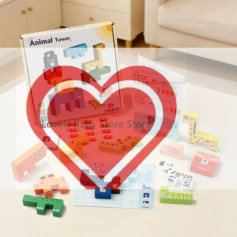 

【BS】Деревянные развивающие головоломки, 3D-пазлы с животными, сенсорные игры Монтессори, развивающие игрушки для детей