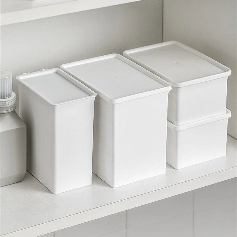 White Washroom Laundry Beads Powder Scent Booster Storage Box Container Clothes Clips Case with Dust-proof Lid Organizer Box