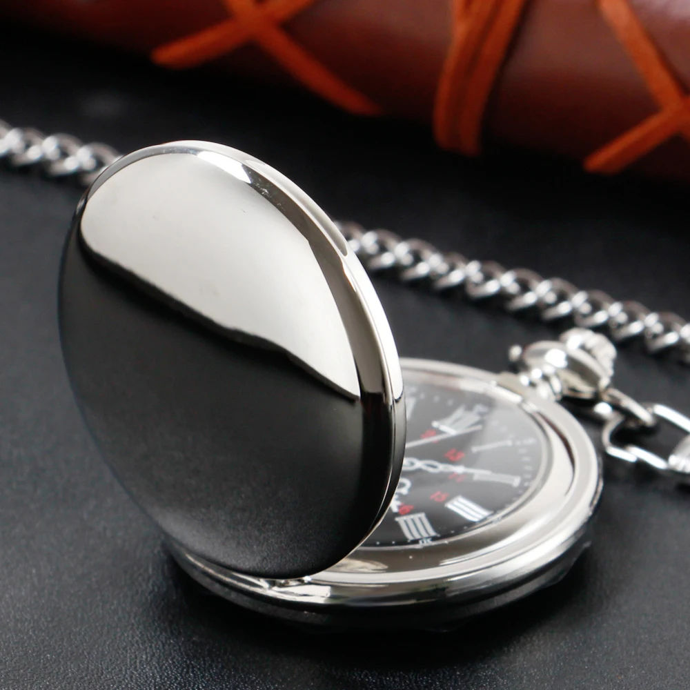 Top Brand Luxury Silver Quartz Pocket Watch Smooth Exquisite Vintage Chain Necklace Men's Women Gift CF1207