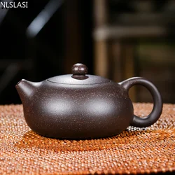 Tetera China Yixing de arcilla púrpura, tetera Xishi hecha a mano, forma única, tetera para el hogar, agujero de bola, juego de té Dahongpao Oolong, 150ml