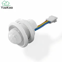 YzzKoo-Detector infrarrojo de cuerpo humano, Sensor de movimiento infrarrojo, interruptor de AC85V-265V, LED PIR, retardo ajustable integrado