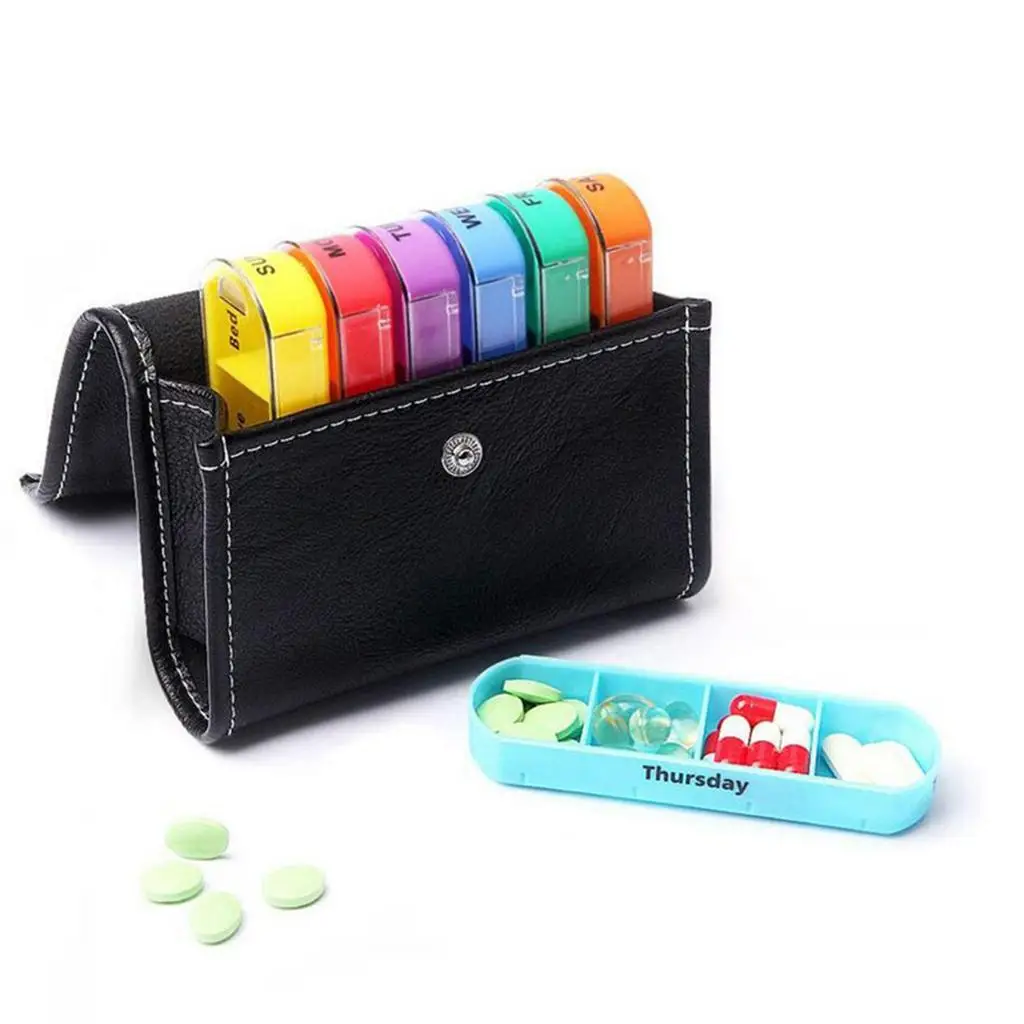

Medicine Storage Pill Wallet Weekly Tablet Container Box Organizer