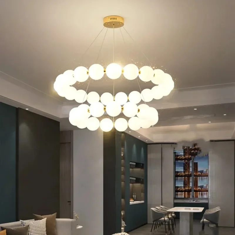 

2026 for Nordic modern luxury pendant light minimalist living room bedroom dining room chandelier pearl necklace design