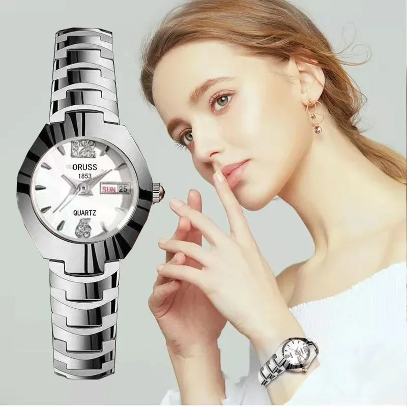 Elegant Women Quartz Watch Luxury Classic Rose Gold Tungsten Stainless Steel Color Band Orologio Niche Watches Ladies Wristwatch