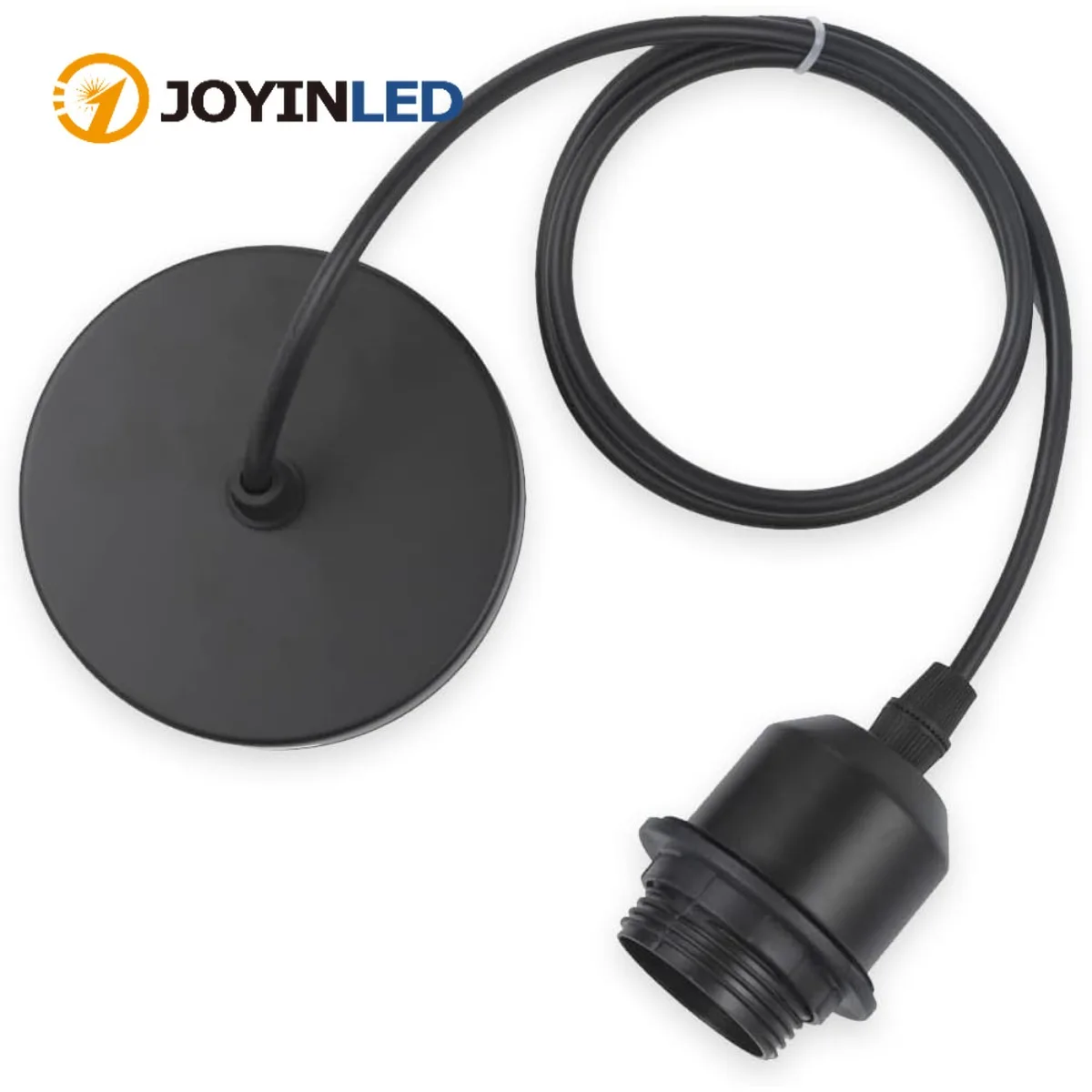 JOYINLED E27 Pendant Light Kit, DIY Hanging Lamp Holder with Ceiling Canopy Black Metal Pendant Light Socket for Custom Lighting