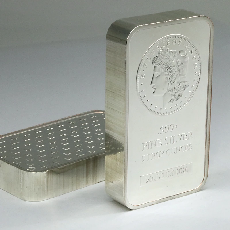 1 Piece No Magnetic 5 OZ Silver Plated USA Badge Vacuum Sealed Packing Collectible Bar