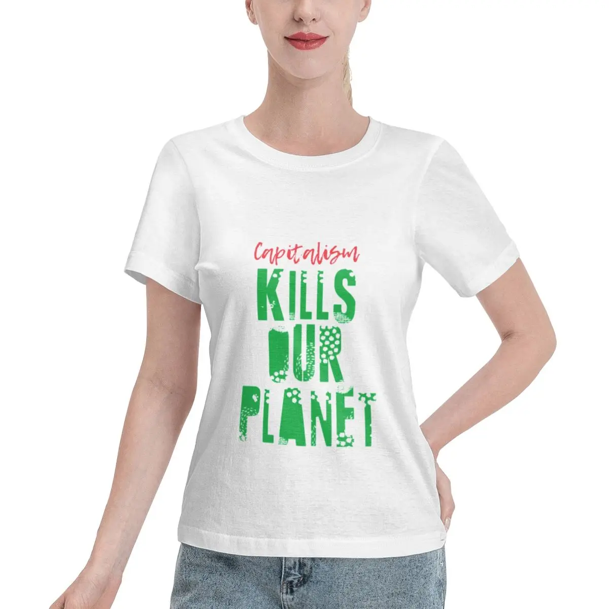 Best Seller CAPITALISM KILLS OUR PLANET Women's T-shirt Korean Style Everyday Tee