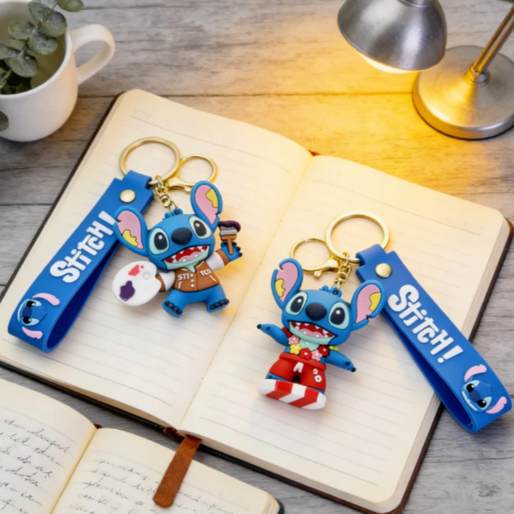 

New Stitch Keychain Anime Keychain Cartoon Lilo Stitch Cute Doll Keyring Ornament Key Chain Pendant Kids Toys Gifts