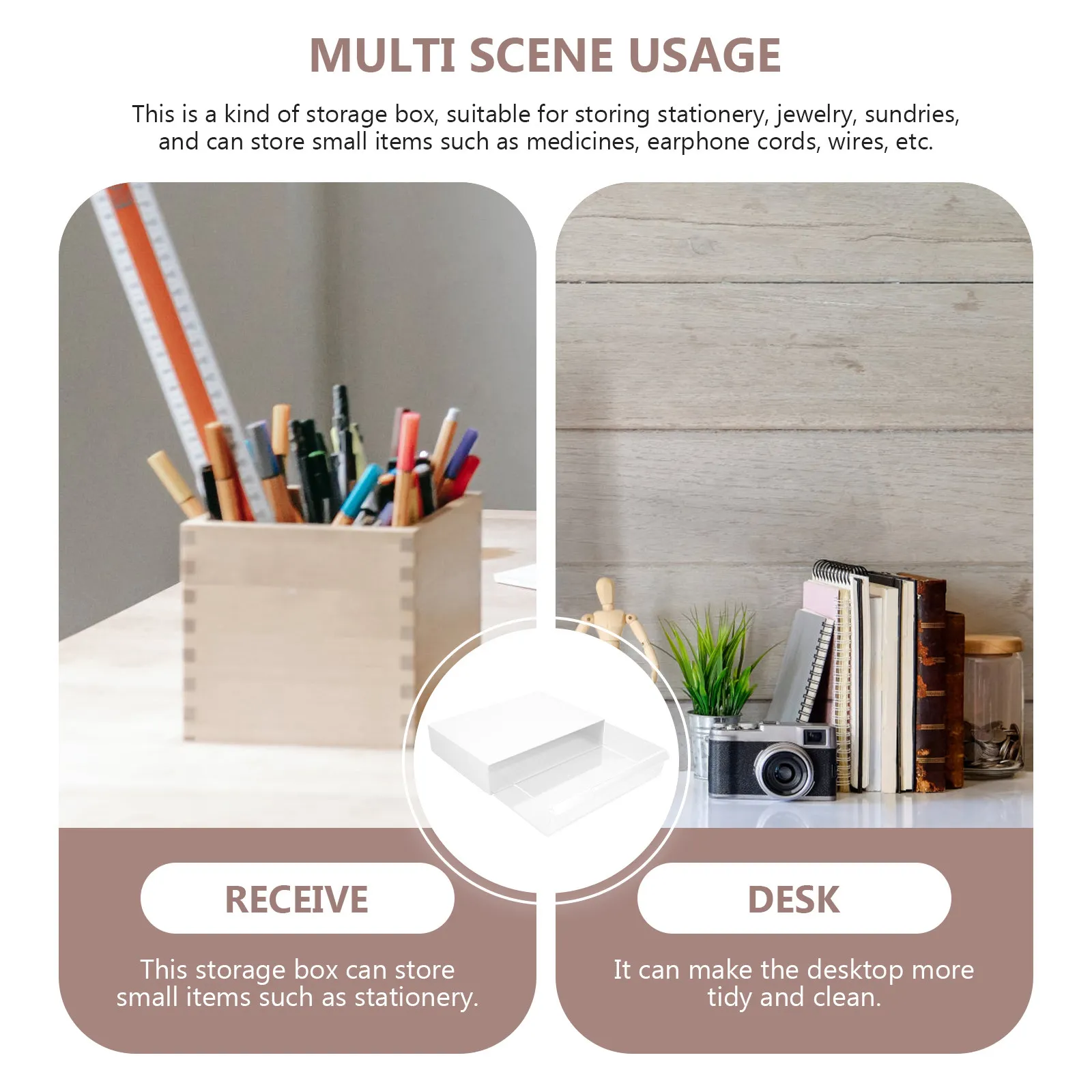 Under Desk Organizer Drawer Premium Plastic Hidden Desk Storage Box for Stationery Tools Cosmetics Office Home Nail-Free