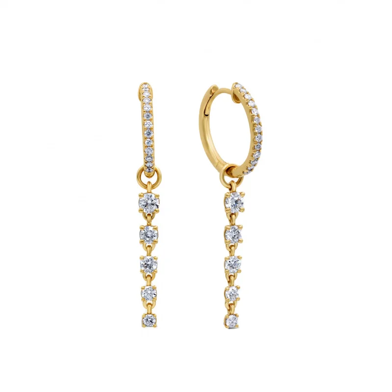 

Gorgeous Diamond Water Drop Chain Hoop Earrings 14KGold Belt IGI Certified Laboratory Cultivated Wedding Series Jewelry for Wome