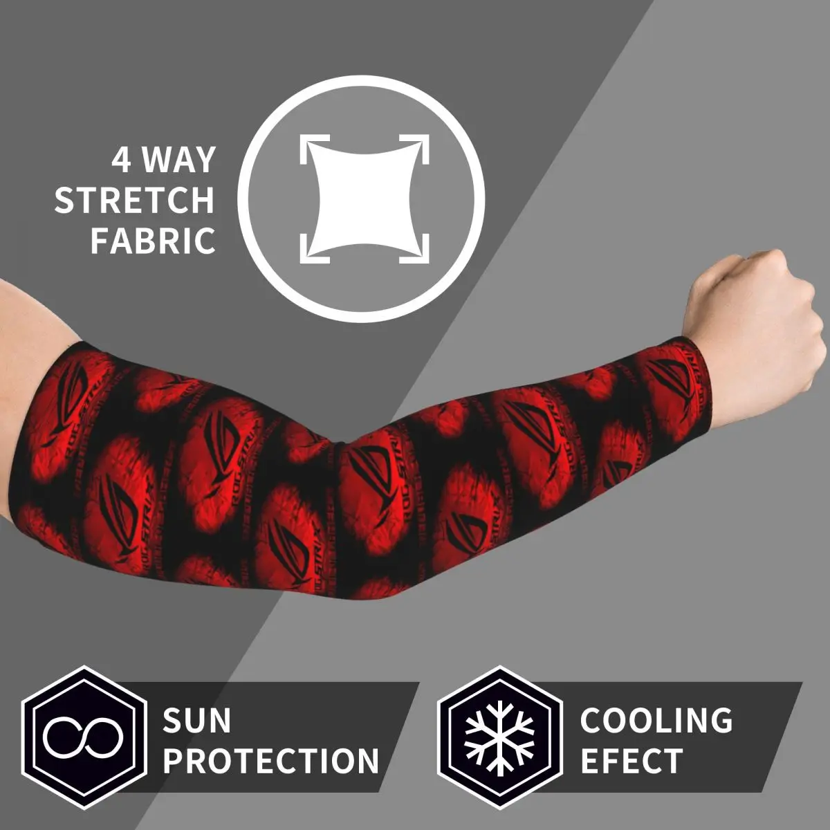 Rog Strix Asus Black And Red Arm Sleeves Men Women Sun UV Protection Tattoo Cover Up Sports Cooling Cycling