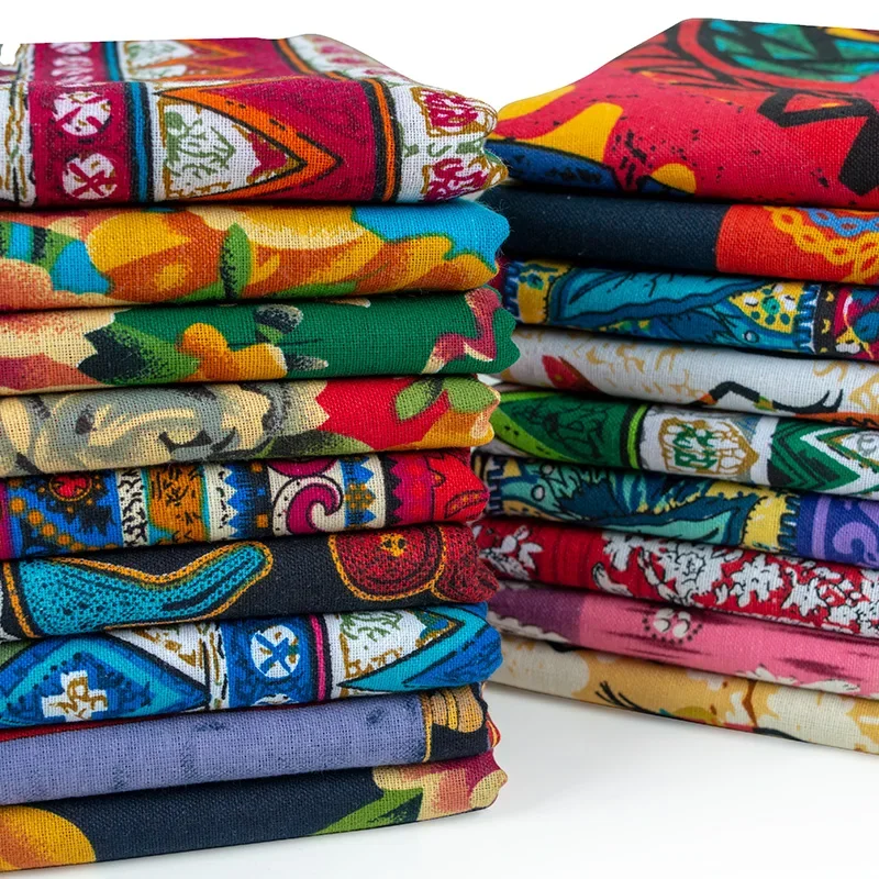 50x145cm African fabric Cotton Linen vintage printing cloth DIY Handmade Textile Sewing Patchwork For Bags Dress tablecloth