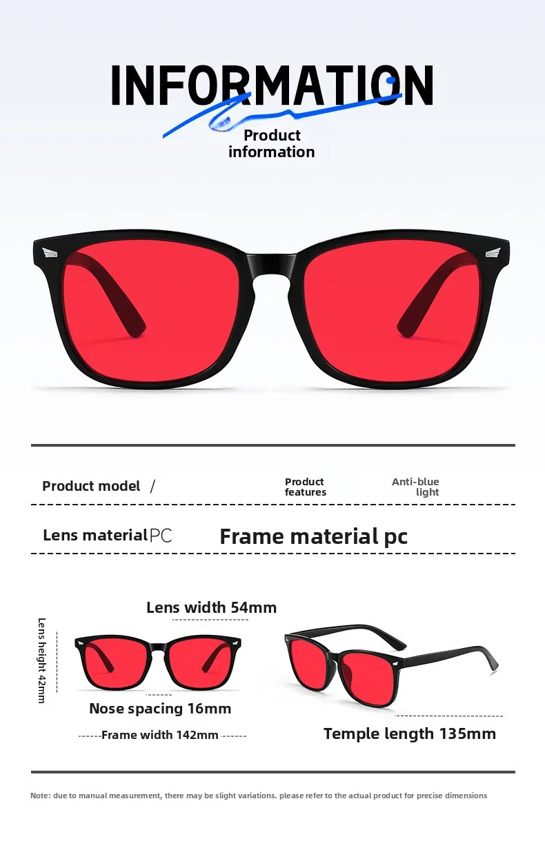 Classic Red Lens Blue Light Blocking Glasses Square Men Better Sleep Anti Bluelight Filter Orange Women UV400 Eyeglasses