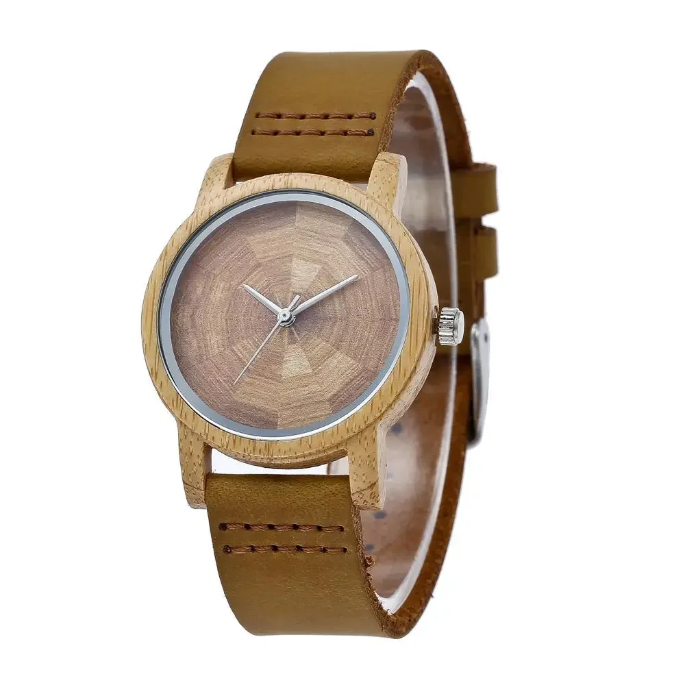 

Handmade Wooden Creative Men's Watch Three Hands Calendar Casual Leather Women's Fashion Quartz Watch Relojes Para Damas