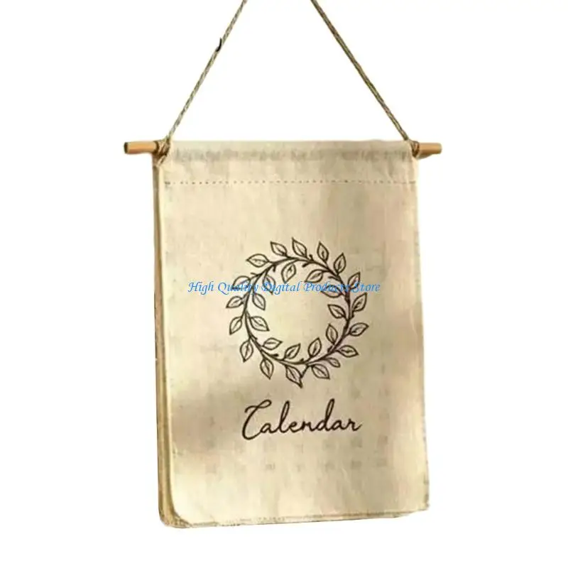 U2JE Elegant Cotton Linen Fabric Calendar Wall Mounted Monthly Calendar For Living Room Bedroom Decoration Daily Scheduling