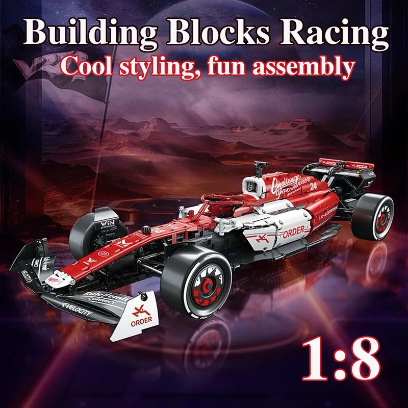 1:8 F1 Race Cars Building Sets 1700+PCS MOC Building Blocks Car Cool Collectible Model Car Kits Toy Birthday Festive Gift Giving