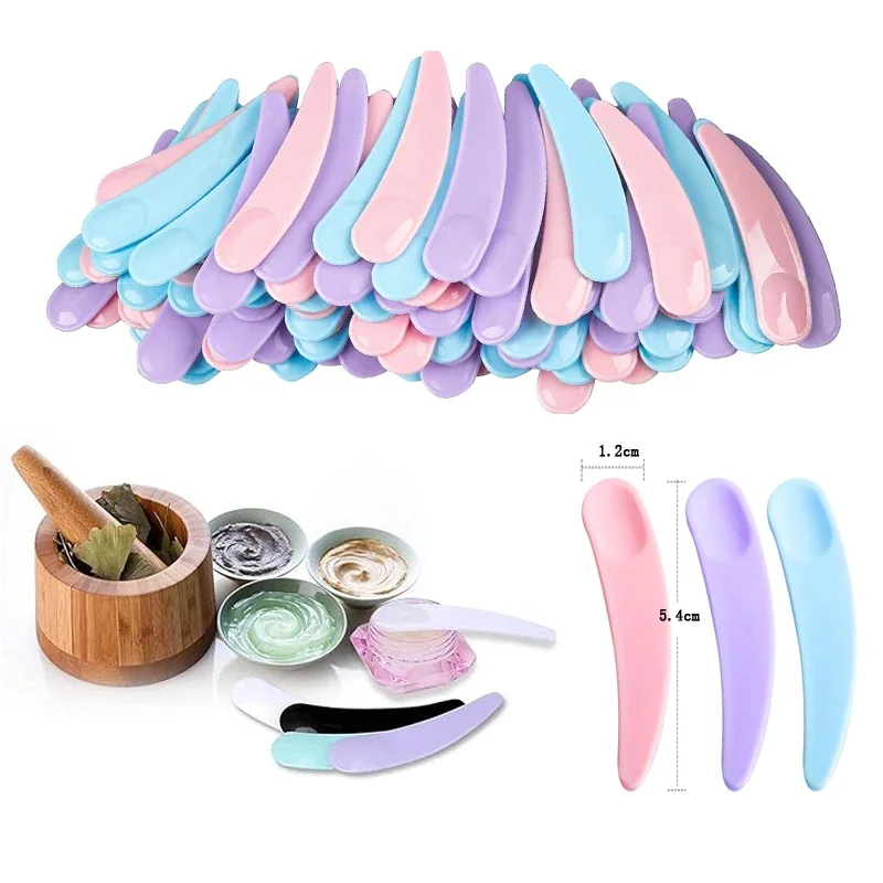 Espátula Cosmética para Maquiagem Face Pack, Colher De Plástico Reutilizável, Colher De Máscara De Creme Facial, Ferramentas De Maquiagem Para Mistura E Amostragem, 10Pcs