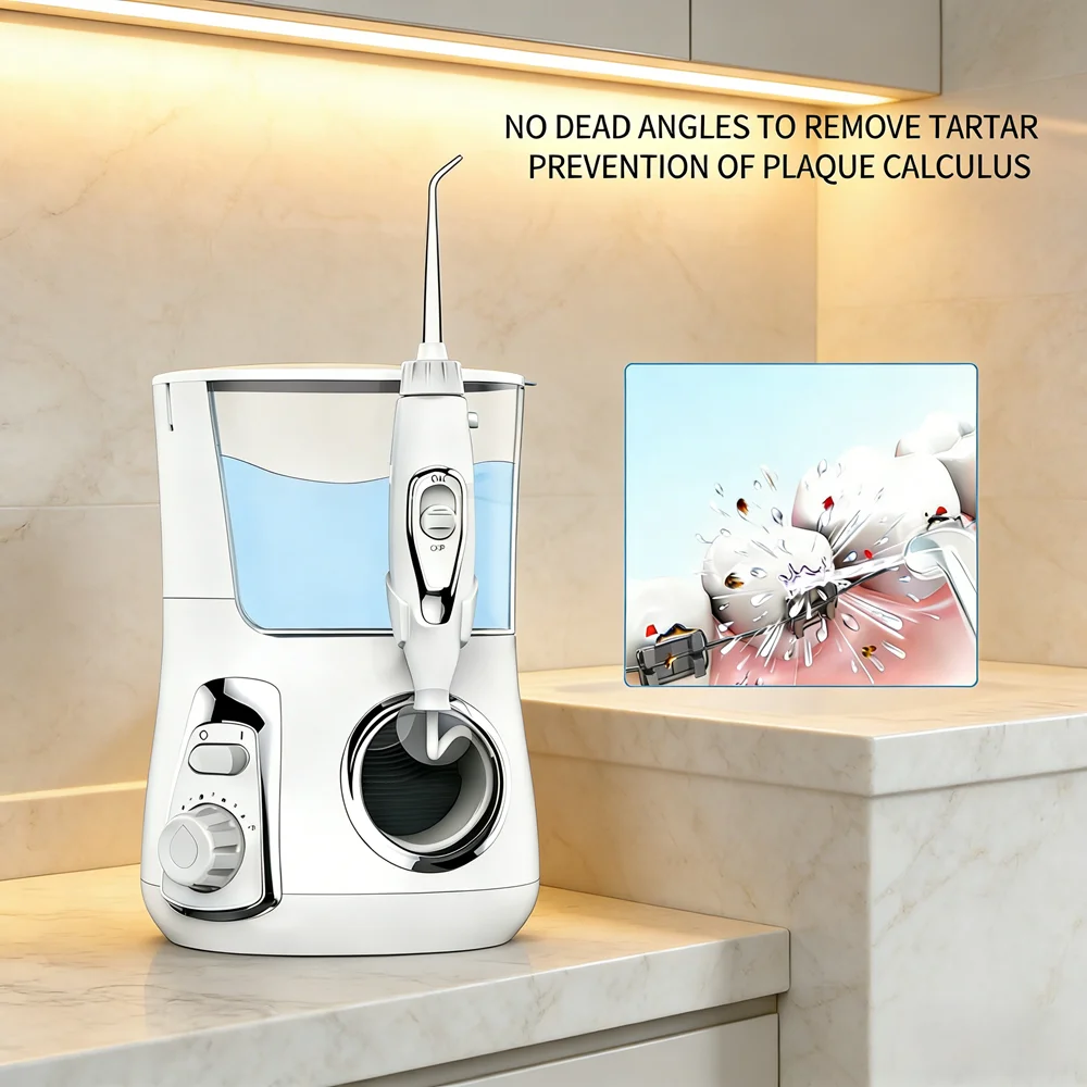 

800ML Water Flosser Oral Spa Device, 10 Customizable Modes, 5 Nozzles, Desktop Cleaner to Prevent Tooth Decay & Bad Breath