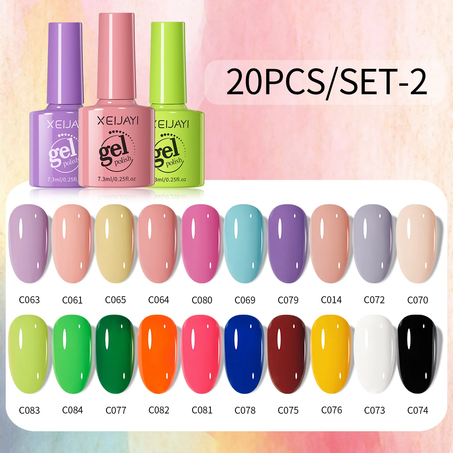 20Pcs/Set Gel Nail Polish Set Nail Gel Kit 200 Color Semi Permanent UV Led Gel Varnish Soak Off Nail Lacquers Base Coat Top Coat