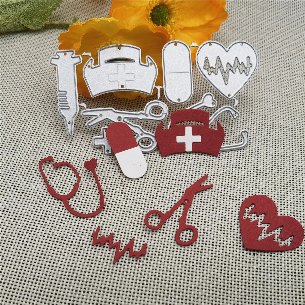 Creative nurse hat syringe Metal Cutting Dies Stencils For DIY Scrapbooking Decorative Embossing Handcraft Die Cutting Template