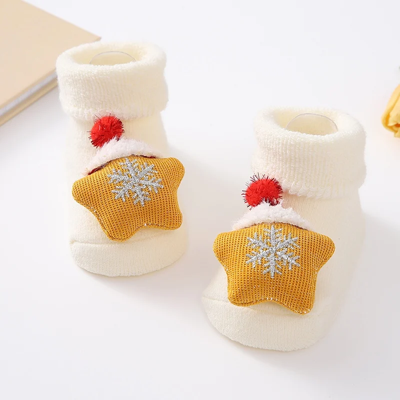 Calcetines cortos de algodón con dibujos animados para bebé, medias cálidas para recién nacidos, accesorios de ropa de Navidad, Invierno