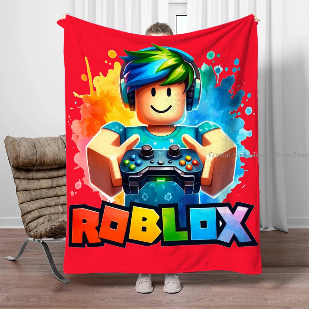 

3D RR-Robloxs Cartoon Game Flannel Blanket,Soft Throw Blanket for Home Bedroom Bed Sofa Picnic Travel Office Blanket Kids Gifts