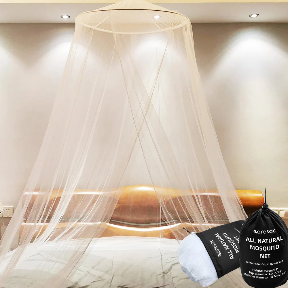 Universal Mosquito Mesh Net Easy Installation Dome Hanging Bed Canopy Netting for Single to King Size Beds Hammocks Cribs