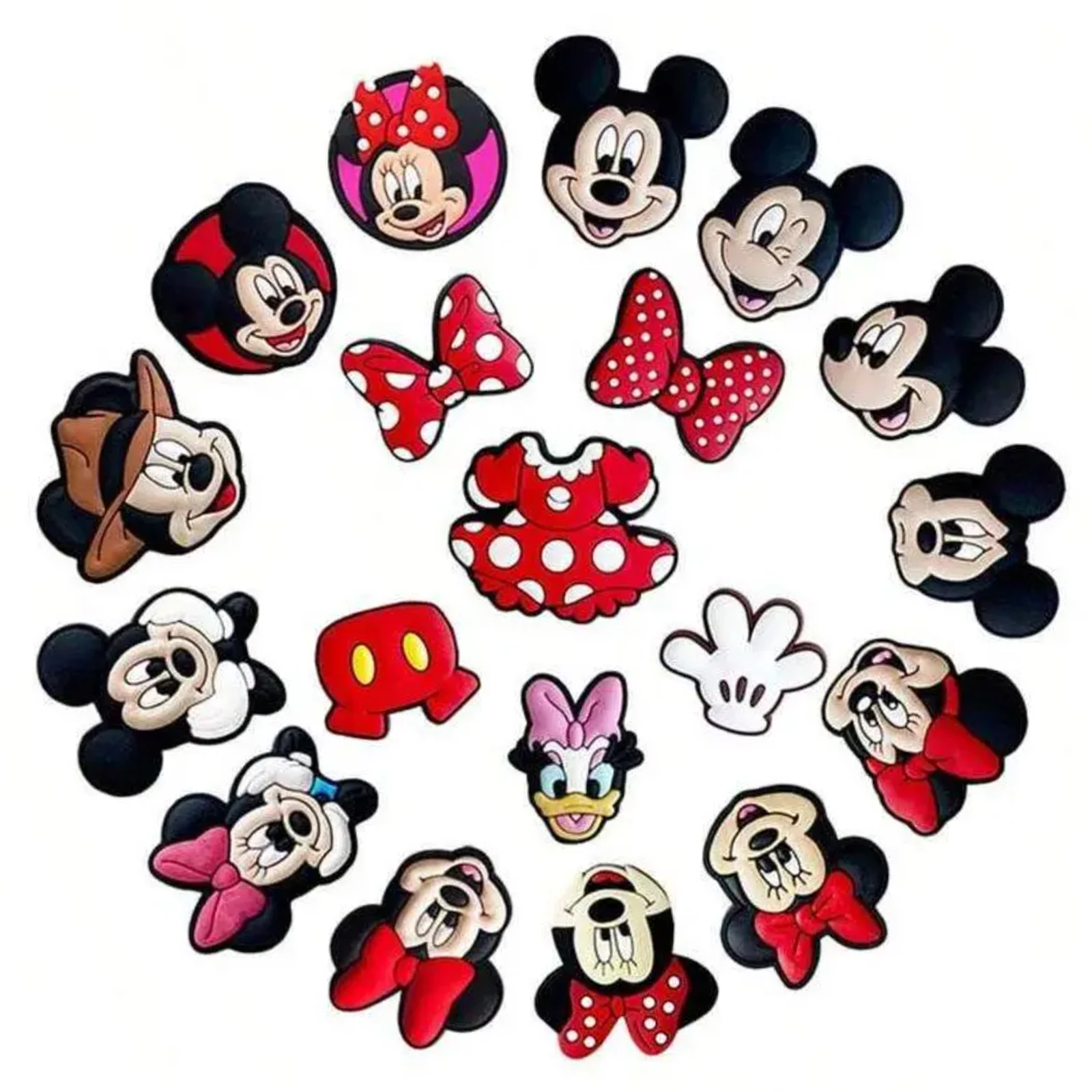 19Pcs Potdemiel Mickey Series Shoe Charms For DIY Charms Shoe Decoration Accessories Shoe Pins Bubble Slides Sandals Great Gift