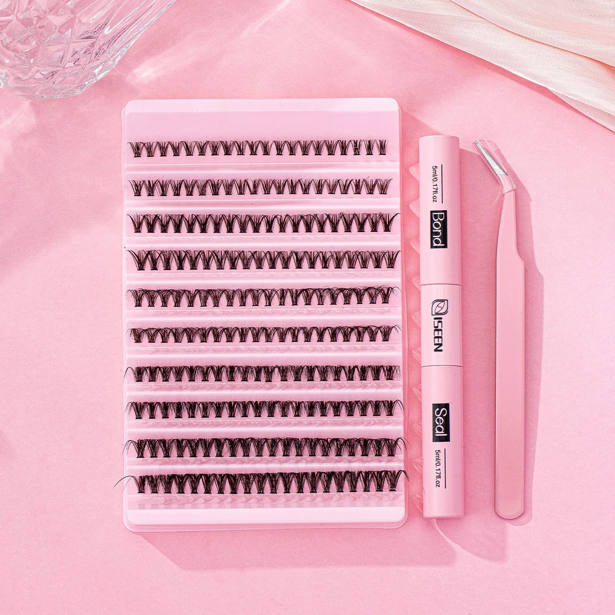 ISEEN لتقوم بها بنفسك طقم تمديد الرموش 200 قطعة مجموعات الرموش مجموعة الرموش الفردية مع لاش السندات وختم ملاقط لاش #3