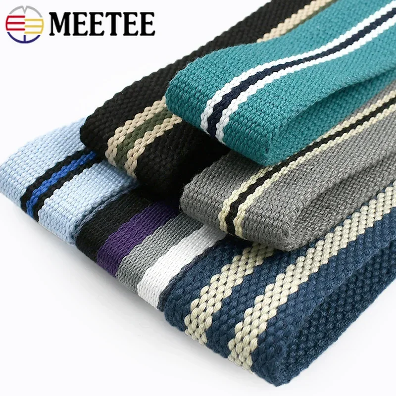 

2Meters Meetee 38mm Canvas Webbing Tape Striped Ribbon Band Sewing Bag Shoulder Strap Bias Binding Clothes DIY Decor Accessories
