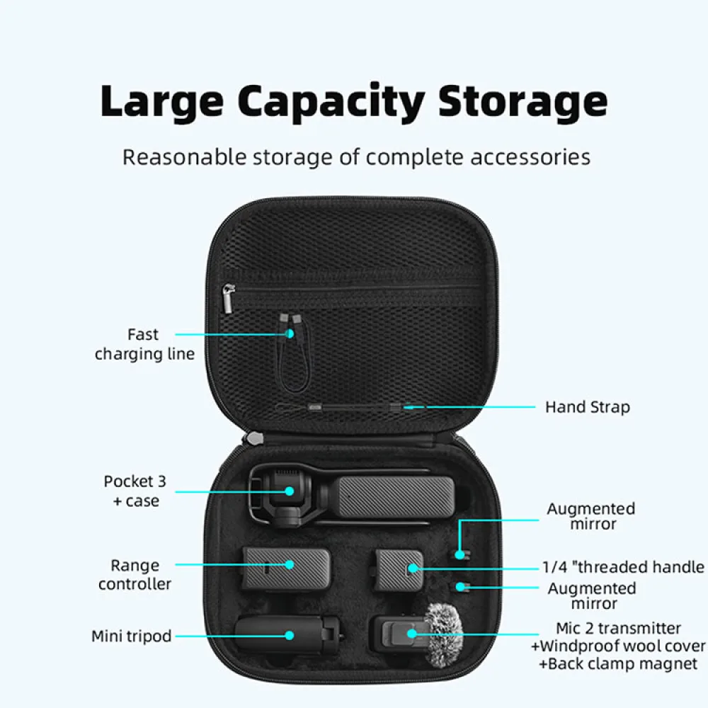 BRDRC for DJI OSMO Pocket 3 Storage Bag Carrying Case Shockproof Protective Case Handbag Travel Camera Bag Accessories