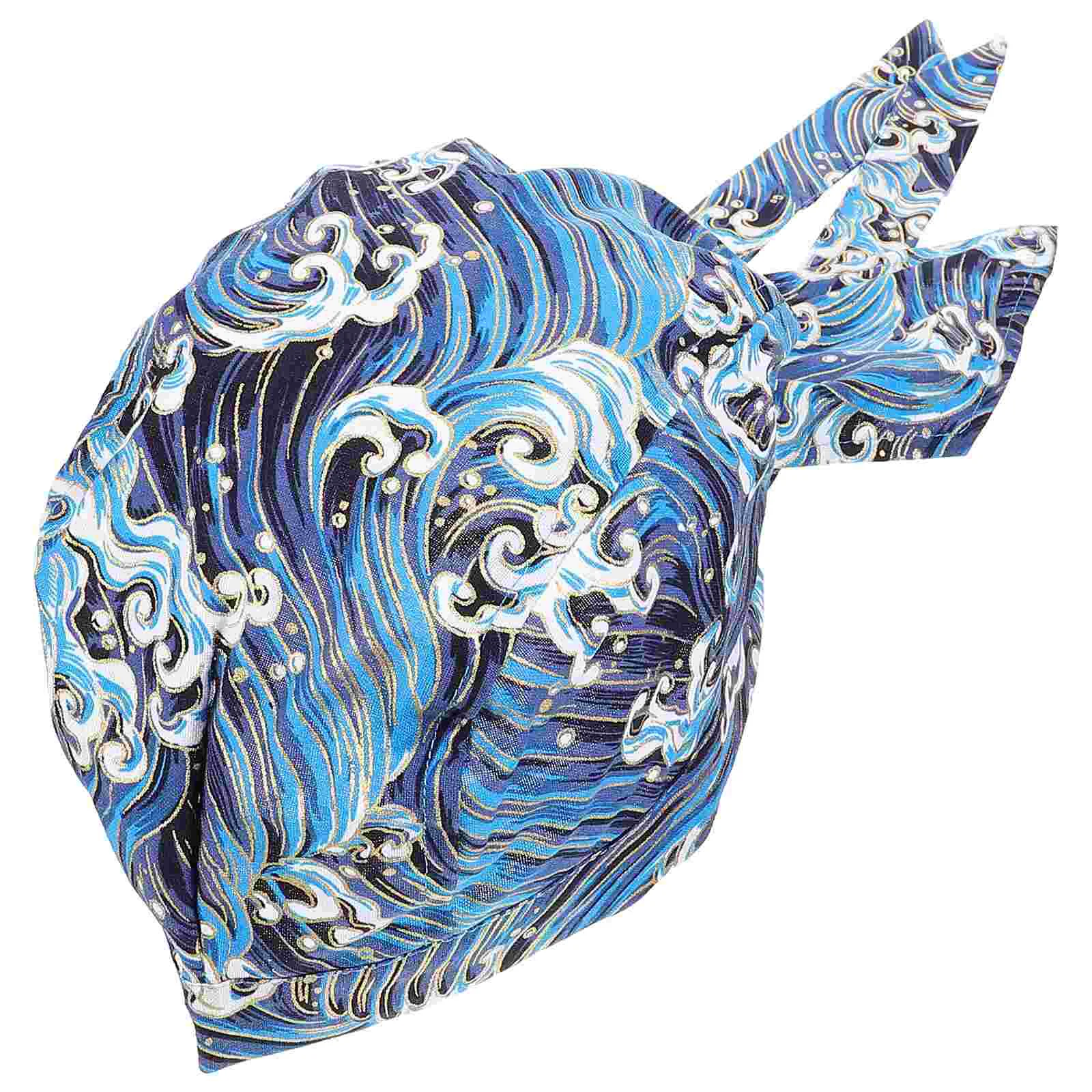 Japanese Restaurant Chef Hat Unisex Wave Pattern Adjustable Kitchen Work Cap Non Fade Comfortable Professional Look Service