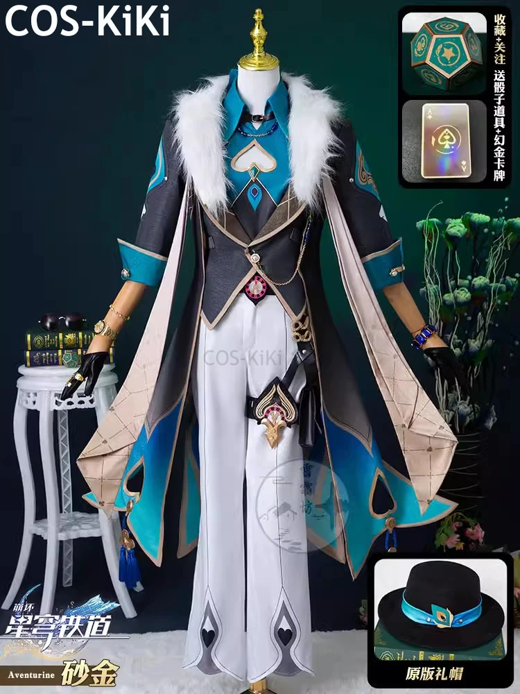 COS-KiKi Honkai: Star Rail Aventurine Game Suit Cool Handsome Uniform Cosplay Costume Halloween Party Role Play Outfit Men