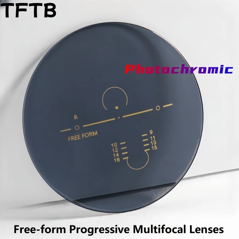 

TFTB 1.56/1.61/1.67/1.74 Photochromic Free-form Wide Field Progressive Multifocal Lenses Anti-scratch Anti-reflective Anti-UV