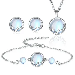 925 Sterling Silver Jewelry Sets Round Antler Crystal Earrings Bracelets Necklace Elegant Christmas for Women Free Shipping